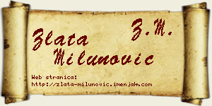 Zlata Milunović vizit kartica